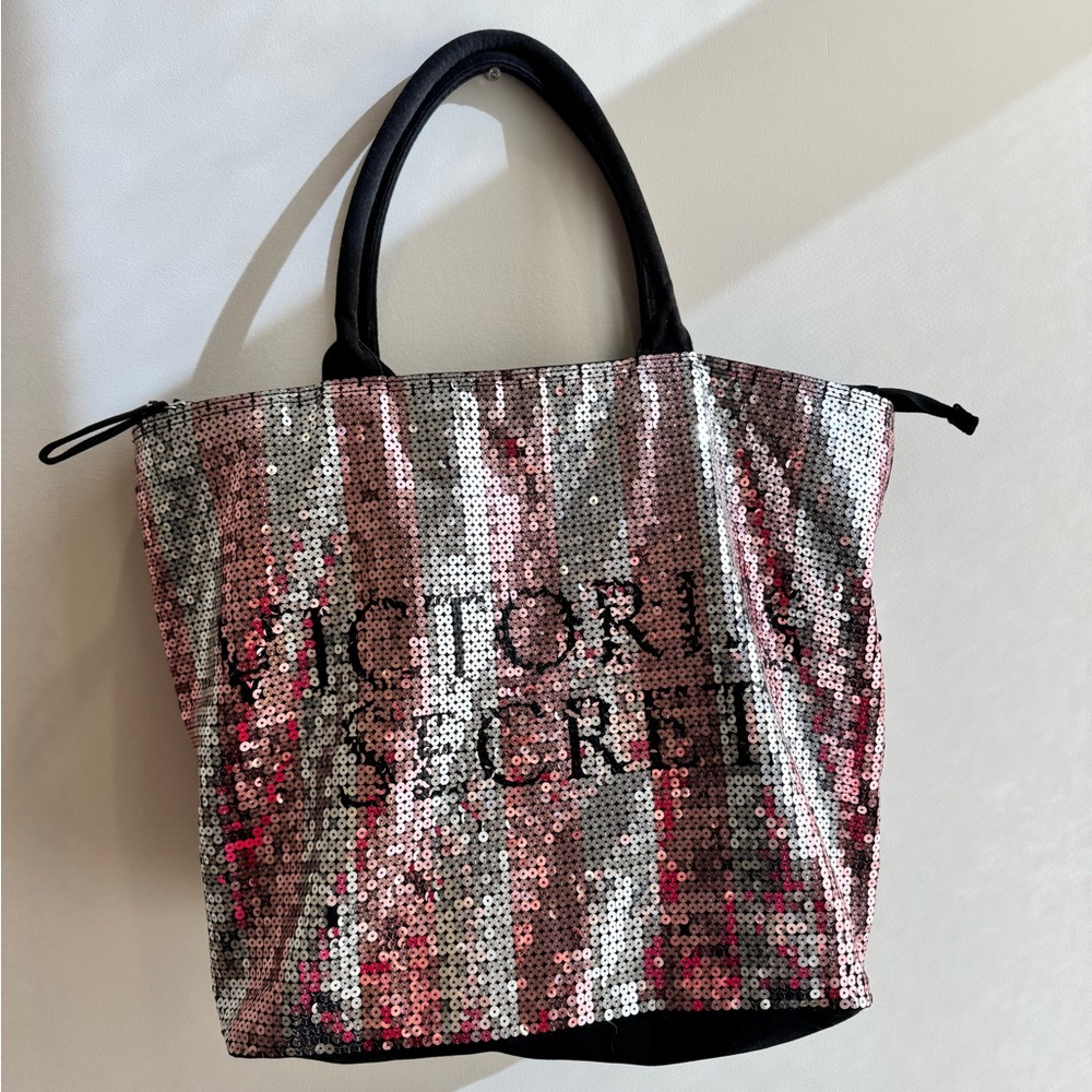 Victoria's Secret Glam Sequin Tote - Pink and Silver